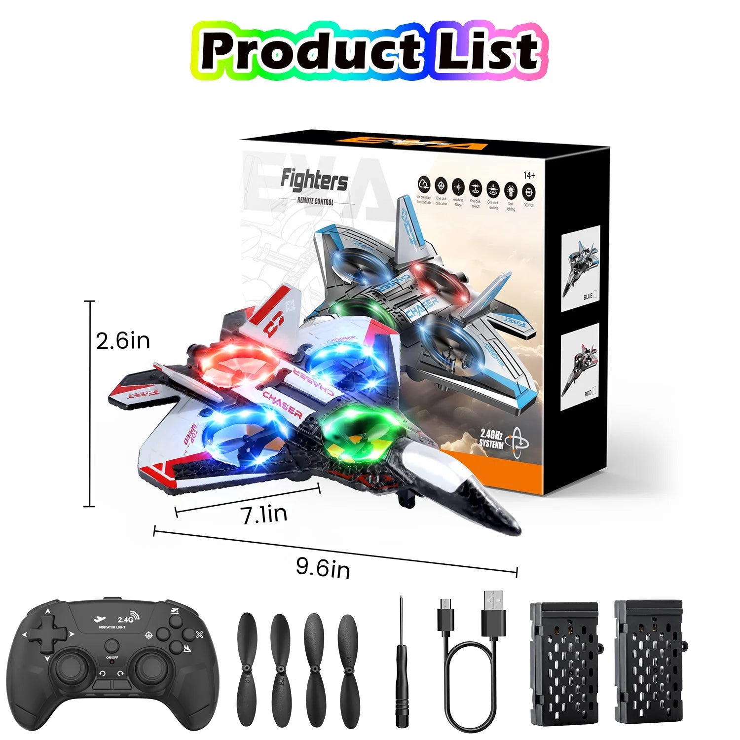 Foam Remote Control RC Fighter Jet - LED Lights & 360° Spin