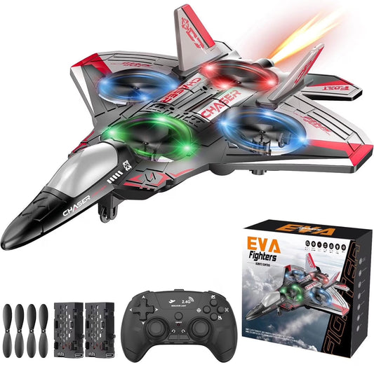 Foam Remote Control RC Fighter Jet - LED Lights & 360° Spin
