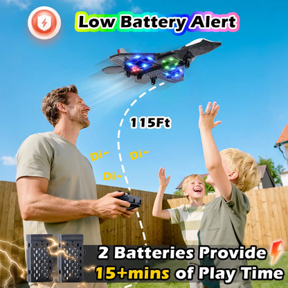 Foam Remote Control RC Fighter Jet - LED Lights & 360° Spin
